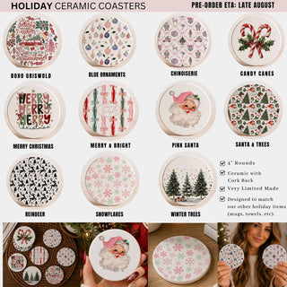 Holiday season drink coaster with Christmas artwork
Christmas kitchen accessories for holiday lovers
Winter holiday drink coaster for cozy homes
Christmas beverage coaster for holiday drinks