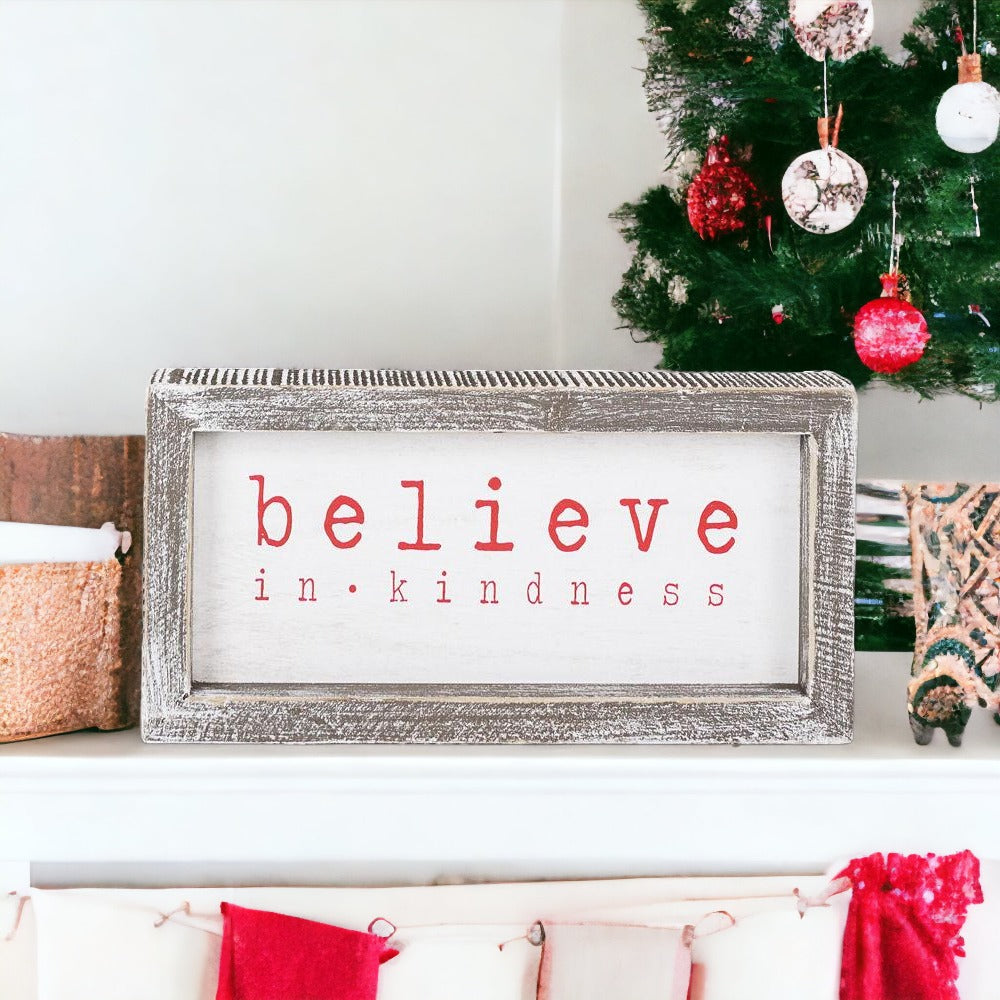Inspirational Christmas Sign Decorations, Believe Christmas Sign Wooden