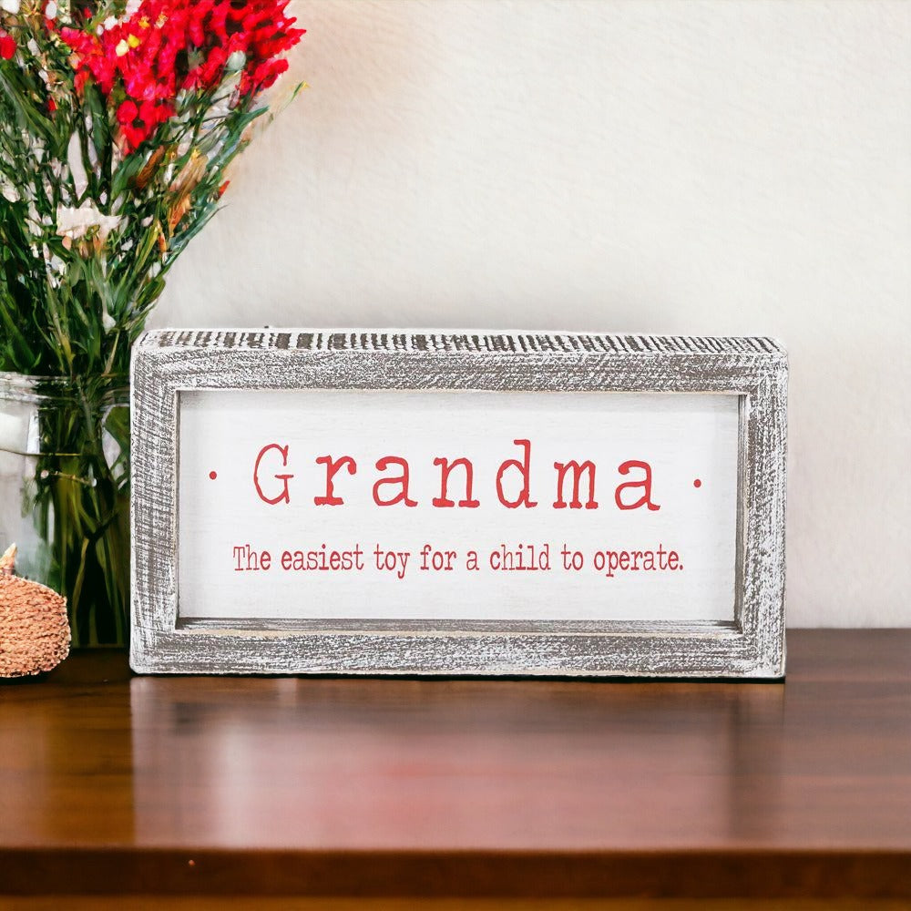 Grandma, the easiest toy for a child to operate sign