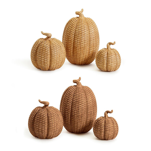 Handmade Basket Weave Pumpkin Home Decor for Fall and Halloween, Neutral Fall Decorations