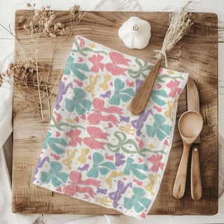 Romantic pastel bow kitchen towel Easter decor
Girly bow ribbon kitchen towel spring farmhouse
Preppy Easter kitchen towel pastel bow pattern
Cottage style bow bunny dish towel spring