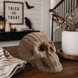 artisan skull heads rattan basketweave style resin halloween decor neutral brown white fall table accent
transitional halloween decor skull heads rattan basketweave style neutral brown white fall gothic accent wicker texture
contemporary gothic skull decor rattan basketweave texture neutral brown white halloween fall table accent wicker style