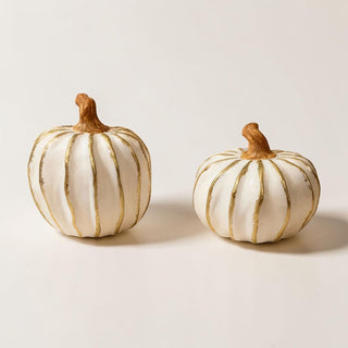 white resin pumpkin with gold stem fall decor neutral home
white pumpkin decor with gold accents elegant autumn styling
set of white gold pumpkins modern fall home decor
neutral fall decor white pumpkins with gold detailing
white and gold pumpkin centerpiece for dining table fall decor
luxury fall decor white pumpkins gold stem minimalist home
modern farmhouse fall decor white pumpkin gold stripe design