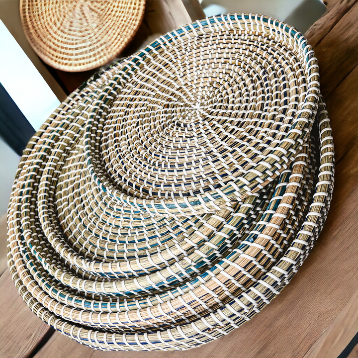 High End Woven Basket Trays Round and Large