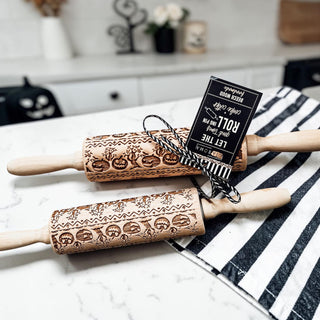 fall baking rolling pin embossed wood
Halloween gift for bakers rolling pin set
pumpkin cookie rolling pin with cutter
wooden embossed rolling pin for fondant Halloween
Halloween baking accessories rolling pin