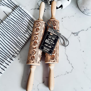 custom pattern rolling pin pumpkins Halloween
rustic wooden rolling pin fall decor baking
Halloween cookie dough embossing roller
jack o lantern rolling pin for baking cookies
pumpkin engraved rolling pin gift idea
farmhouse style Halloween rolling pin decor