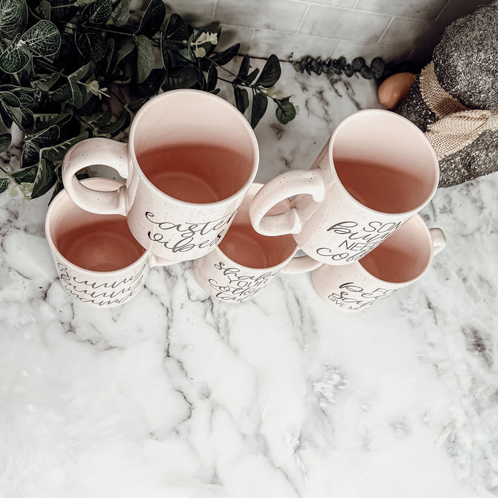 Pastel Pink Ceramic Coffee mugs that are large