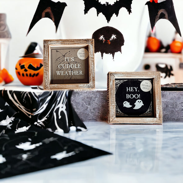 Hey Boo Sign, Cute Mantle Signs for Halloween and Fall