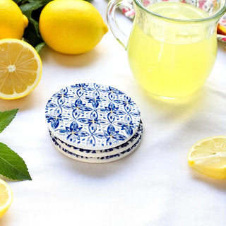 Mediterranean lemon ceramic coasters set of 6 with cork backing blue white yellow summer home decor
preppy coastal ceramic coasters Mediterranean lemon pattern luxury blue white summer decor cork backing
