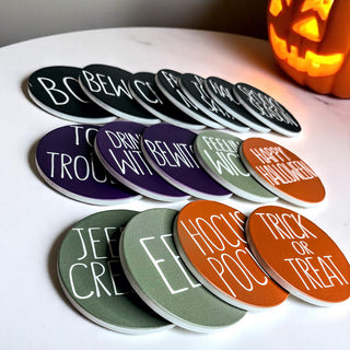Premium Halloween coasters shipping globally from Gia Roma
Luxury Halloween coasters available in multiple currencies
International Halloween home decor coasters with free US shipping