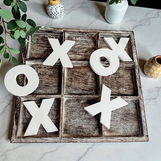 Rustic wooden tic tac toe board game for coffee table decor
Handmade farmhouse style XO game board home decoration
Distressed wood tic tac toe game with removable pieces
Vintage style wooden game board tic tac toe farmhouse
Decorative rustic tic tac toe board doubles as game