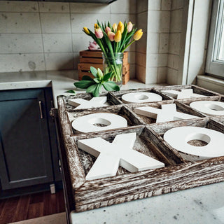 Coffee table tic tac toe game rustic wood decor
Living room farmhouse tic tac toe board display
Shelf decor wooden XO game board rustic style
Entryway table tic tac toe game farmhouse decor
Family room wooden game board rustic decoration