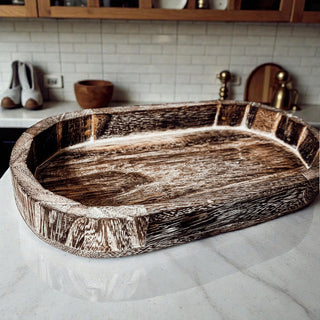 Natural wood trinket dish handmade home organization
Distressed wood oval tray bathroom counter organizer
Lightweight wooden jewelry holder tray rustic finish