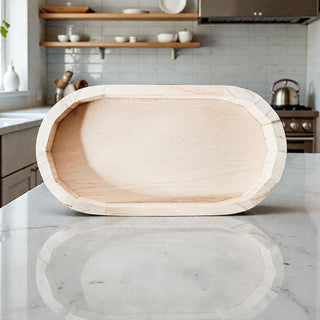 decorative wooden bowl for front door key drop
neutral wood tray styling with greenery and flowers
small wooden organizer tray for office desk supplies
rustic distressed wooden tray for perfume bottles