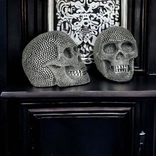 modern halloween decor skull
spooky glam decor aesthetic
gothic luxury halloween decor
sparkling skull figurine
metallic skull decor
high end halloween decor
luxury spooky skull statue
decorative gothic skull
glam skull centerpiece
silver gothic decor
gold gothic decor