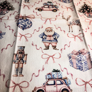 Christmas cooking towels flour sack cotton
Chinoiserie Christmas kitchen decor towels pink blue