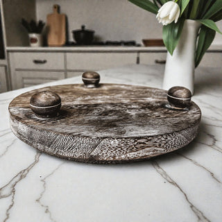 Elevated Wooden Organizer Tray | Rustic Home Decor
Round Wood Display Stand | Small Pedestal Tray 8.5"
Wooden Tray with Legs | Vanity Jewelry Organizer
Handmade Pedestal Tray | Rustic Elevated Catchall