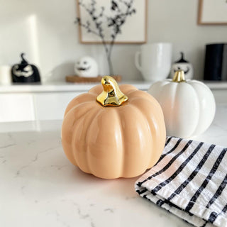 elegant ceramic pumpkins upscale fall decor
high end autumn decor pumpkins gold accent
refined fall decor pumpkin set modern home
neutral ceramic pumpkin set of 3 with gold stems for fall decor
modern pastel pumpkin decor for neutral autumn home styling