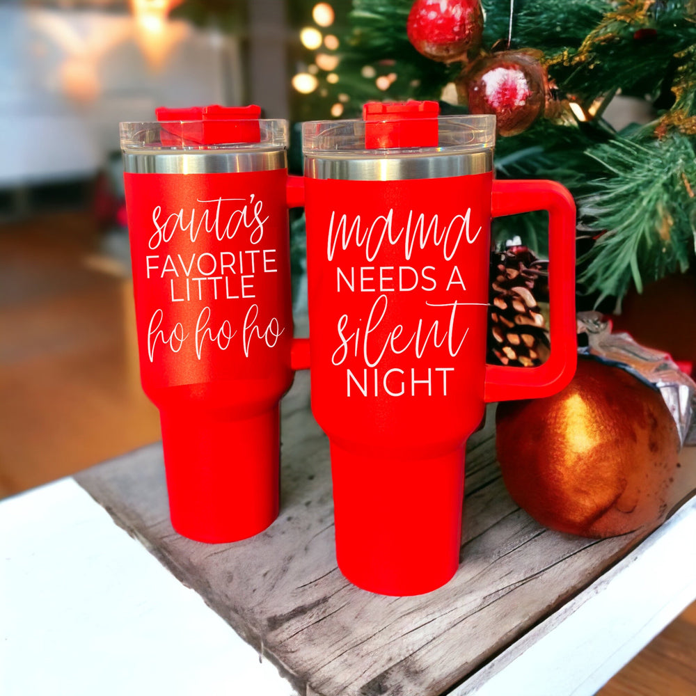 Red Stainless Steel Tumblers Christmas Funny