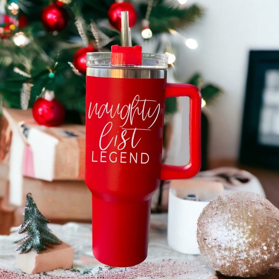 Naughty Christmas Wine Tumbler Funny Secret Santa Holiday Cup for