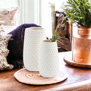basketweave ceramic vases