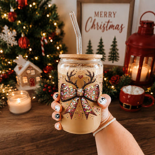 Sequin Bow Antlers 17oz