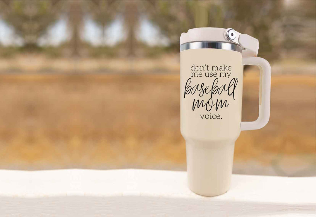 Carrying Handle Tumblers for mom whose kids play baseball
