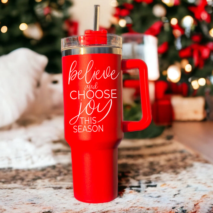 Christmas Water Bottles With Straw, Red