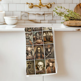 Wholesale creepy aesthetic halloween towel for haunted house kitchen
vintage skull and pumpkin dish towel for october decorating
antique photo halloween towel
old photograph halloween towel for gothic farmhouse décor