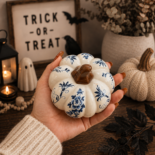 coastal fall home decor blue white pumpkin set
preppy home decor pumpkins blue white chinoiserie style
nantucket inspired fall decor pumpkins blue white
blue and white ceramic look pumpkins resin decor
neutral fall pumpkins blue white home decor