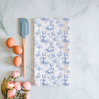 Toile de jouy bunny pattern kitchen towel blue
Easter kitchen linen blue bunny floral butterfly design
French provincial blue white bunny dish towel