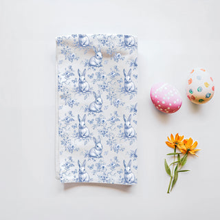 Farmhouse kitchen towel blue toile Easter bunny
Vintage inspired bunny kitchen towel spring decor
Blue white Easter rabbit flour sack cotton towel
easter gift idea kitchen towel
bunny themed spring hostess gift
blue toile easter decor ideas