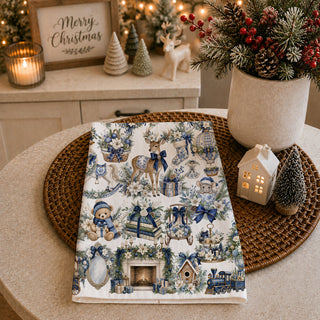 blue Christmas kitchen towel
blue and white Christmas kitchen towel
vintage Christmas kitchen towel
vintage blue Christmas tea towel
blue holiday kitchen towel
Christmas tea towel with woodland animals
Christmas dish towel with blue bows
navy blue Christmas kitchen decor
blue and white holiday kitchen decor
vintage holiday tea towel
decorative Christmas kitchen towel
Christmas oven handle towel
festive Christmas dish towel