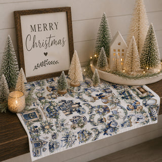 Christmas kitchen towel, Christmas tea towel, holiday kitchen towel, blue Christmas kitchen towel, blue and white Christmas decor, vintage Christmas towel, decorative Christmas towel, winter kitchen towel, Christmas dish towel, farmhouse Christmas decor, vintage holiday decor, grandmillennial Christmas decor, cottage Christmas decor, traditional Christmas decor, Christmas hostess gift, Christmas gift for her, holiday hostess gift