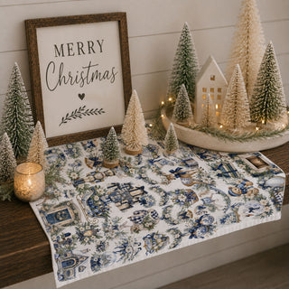 Christmas kitchen towel, Christmas tea towel, holiday kitchen towel, blue Christmas kitchen towel, blue and white Christmas decor, vintage Christmas towel, decorative Christmas towel, winter kitchen towel, Christmas dish towel, farmhouse Christmas decor, vintage holiday decor, grandmillennial Christmas decor, cottage Christmas decor, traditional Christmas decor, Christmas hostess gift, Christmas gift for her, holiday hostess gift