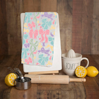 Absorbent flour sack towel pastel bow bunny design
17.5 inch bow ribbon kitchen towel Easter spring
180GSM cotton kitchen towel pastel bow pattern
Machine washable bow bunny kitchen towel spring