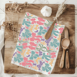 Romantic pastel bow kitchen towel Easter decor
Girly bow ribbon kitchen towel spring farmhouse
Preppy Easter kitchen towel pastel bow pattern
Cottage style bow bunny dish towel spring