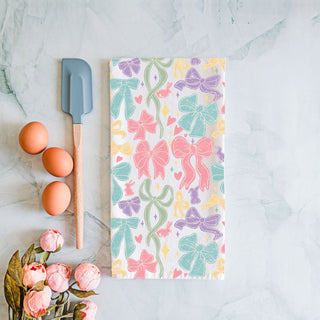 Spring entertaining dish towel pastel bows bunny
Feminine farmhouse kitchen towel bow Easter design
Cottagecore spring towel pastel ribbon bow bunny
Vintage style bow kitchen towel Easter pastel