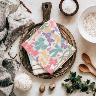 Hanging loop kitchen towel pastel bow Easter design
Lint free flour sack towel bow ribbon bunny
Durable cotton dish towel pastel bow spring pattern
Soft absorbent kitchen towel colorful bows Easter