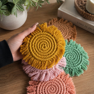 Pastel Braided Tassel Coasters