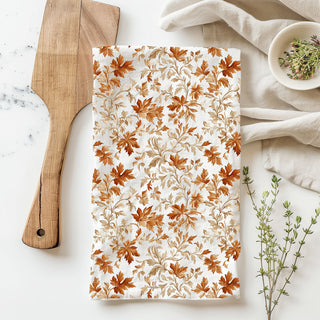 cozy fall baking scene with leaf print flour sack towel
autumn inspired kitchen towel for seasonal home decor
thanksgiving table styling with autumn leaf cotton towel
fall kitchen towel with autumn leaves pattern
autumn dish towel for farmhouse kitchen decor