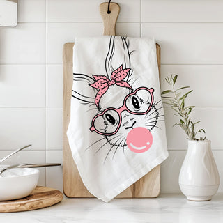 Cool bunny kitchen towel bubblegum spring decor
Line art bunny kitchen towel pink accents Easter
Modern farmhouse bunny towel bubblegum heart glasses
Graphic design bunny kitchen towel retro pink