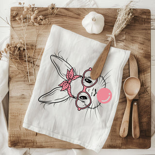 Easter bunny kitchen towel bubblegum bubble bandana
Contemporary bunny dish towel heart glasses spring
Fun bunny kitchen towel bubblegum retro design