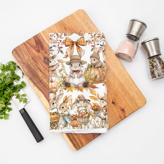 fall bunny flour sack kitchen towel
cute autumn rabbit dish towel with pumpkins
woodland bunny fall kitchen décor towel
farmhouse fall towel with bunnies and pumpkins
cozy cottagecore bunny kitchen towel for autumn