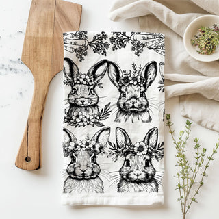 Black white bunny kitchen towel floral crown carrot pattern
Vintage bunny kitchen towel botanical illustration farmhouse
Easter bunny kitchen towel black white floral crown design
Hand drawn bunny dish towel carrot botanical spring