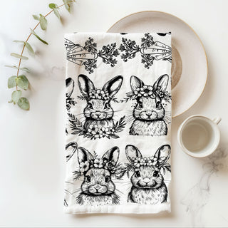 Wholesale easter boutique kitchen towel
farmhouse spring towel wholesale
rustic easter decor towel for retailers
bunny towel gift for farmhouse lovers
limited edition easter towel neutral design
black and white bunny towel for spring shops