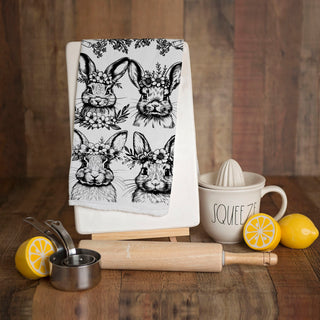 Rustic bunny kitchen towel black white floral carrot
Cottagecore Easter towel bunny floral crown botanical
Vintage bunny botanical kitchen towel black white farmhouse
Spring bunny dish towel floral crown carrot pattern