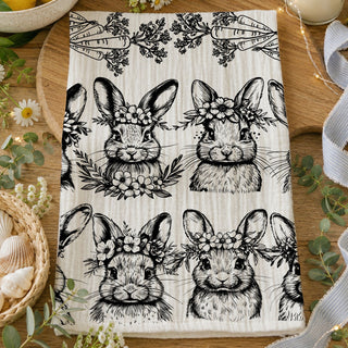 B&W Bunnies Towel