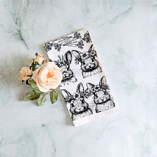 Bunny lover gift vintage kitchen towel botanical farmhouse
Rabbit enthusiast Easter towel black white floral crown
Cottagecore gift bunny kitchen towel vintage botanical
Bunny collector Easter dish towel farmhouse black white