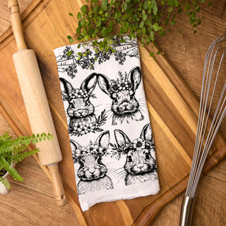 Multiple bunny design kitchen towel vintage Easter botanical
All over bunny pattern dish towel farmhouse black white
Bunny collection kitchen towel vintage botanical Easter
Repeating bunny motif towel farmhouse spring floral crown